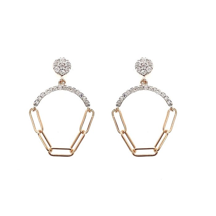 Preview of the first image of 14 kt. Pink gold - Earrings - 0.26 ct Diamond.