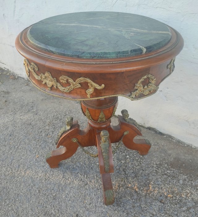 Image 3 of Side table - Empire Style - Bronze, Marble, Wood - Early 20th century