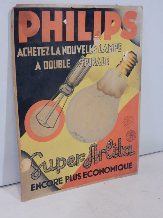Fryse suge Hændelse Philips Lampen reklame jaren 40 - Emaljeskilt - Pap | auktionslab