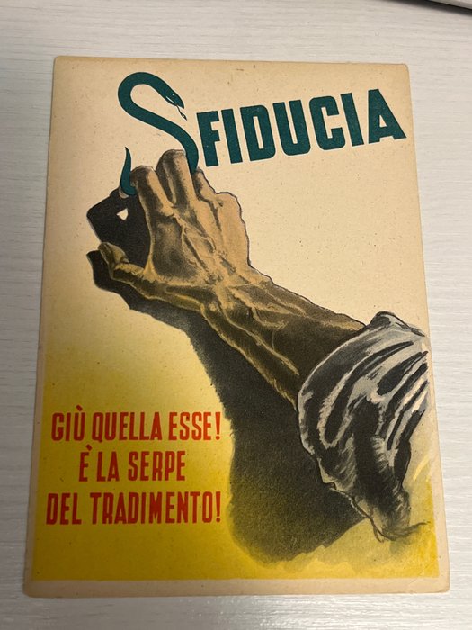 Olaszország - Olasz szociálköztársaság propaganda képeslap Mussolini fasiszta fasizmus - Egyetlen képeslap - 1944
