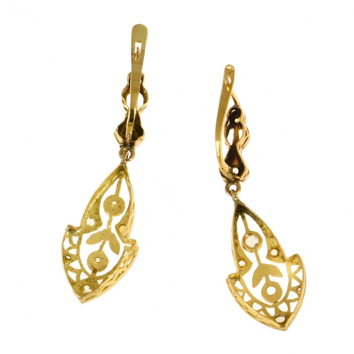 Image 3 of 18 kt. Gold - Earrings, Ring, Set - Diamonds