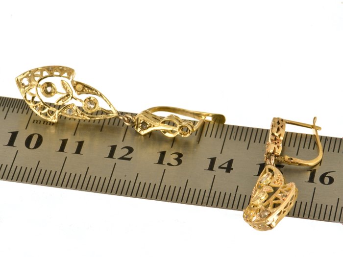 Image 2 of 18 kt. Gold - Earrings, Ring, Set - Diamonds