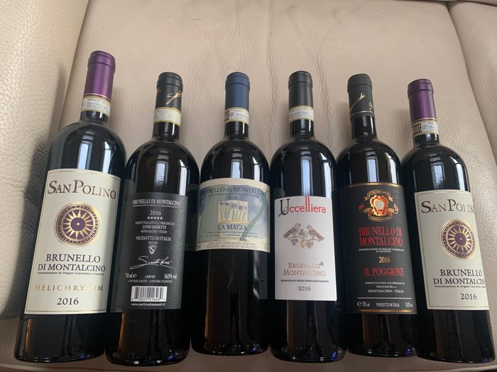 2016 Helichrysem & San Polino, Livio Sassetti, Uccelliera, Il Poggione & La Magia - Brunello di Montalcino - 6 Bottles (0.75L)