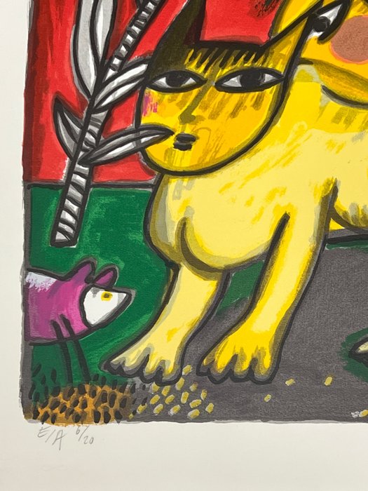 Image 3 of Corneille (1922-2010) - Le chat jaune à la lune