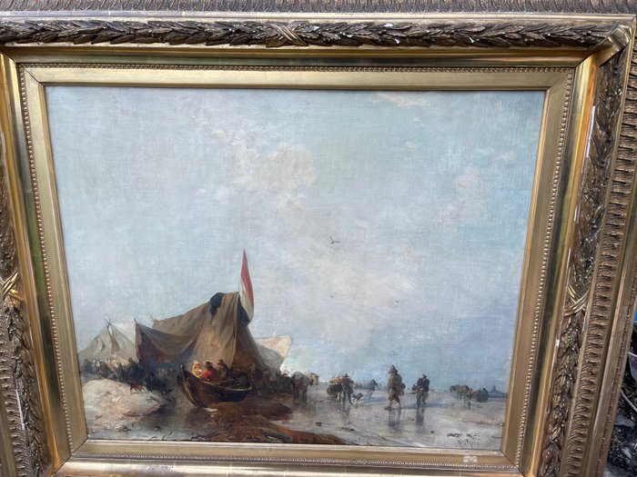 Image 3 of Carl Hilgers (1818-1890) - Fishing Scene with Tents on the beach