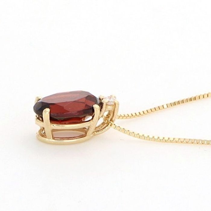Image 3 of No Reserve Price - 18 kt. Yellow gold - Necklace with pendant - 0.01 ct Diamond - Garnets