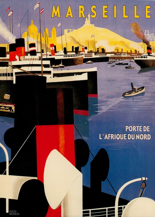 Publicitario de Agencia de Viajes - MARSEILLE, porte de l´Afrique du Nord (Travel Afiche)  Modern - license print