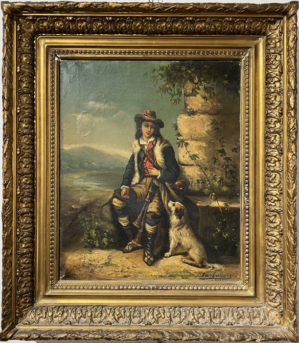 Image 2 of Scuola europea (XIX) - Giovane zampognaro con cane