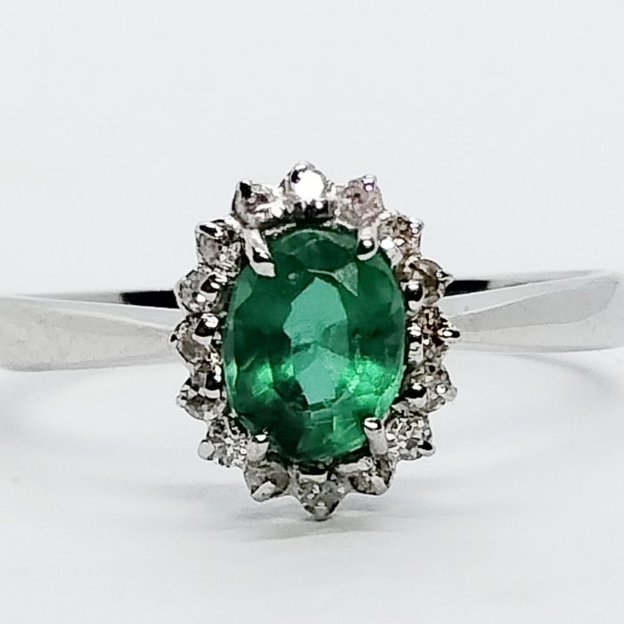 Image 2 of 18 kt. White gold - Ring - 1.40 ct Emerald - Diamonds