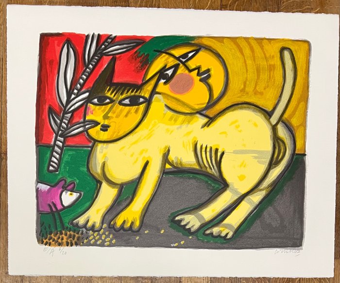 Image 2 of Corneille (1922-2010) - Le chat jaune à la lune