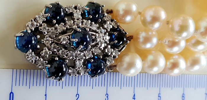 Image 3 of 18 kt. White gold - Necklace Diamond - Diamonds, Sapphires