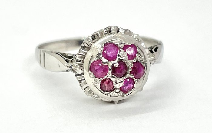 Image 3 of "NO RESERVE PRICE" Art déco - 18 kt. White gold - Ring - 0.30 ct Ruby