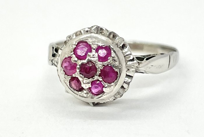 Image 2 of "NO RESERVE PRICE" Art déco - 18 kt. White gold - Ring - 0.30 ct Ruby