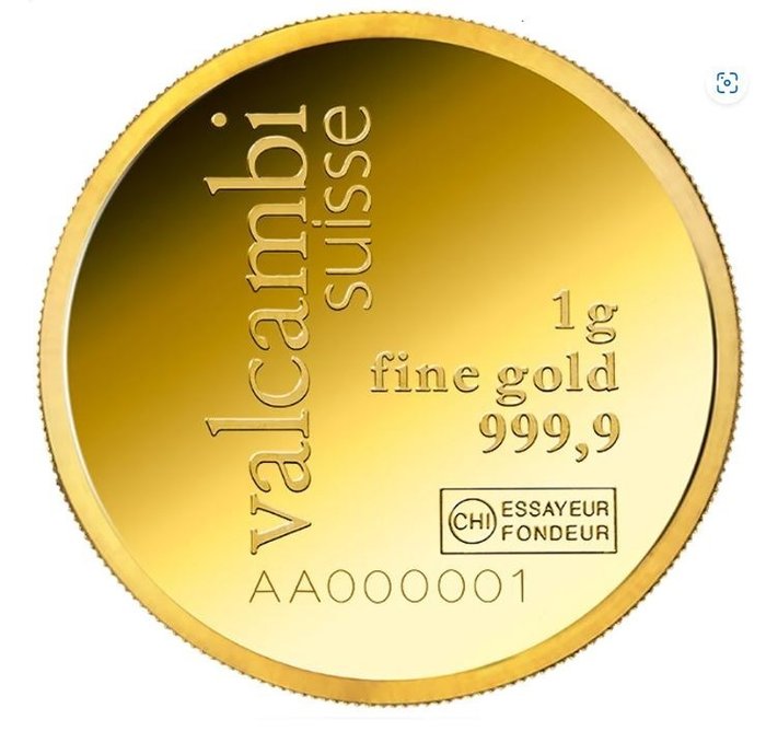 1 grama - Ouro - Valcambi  (Sem preço de reserva)
