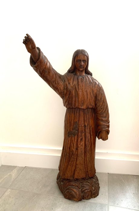 Preview of the first image of Sculpture, Blessing Christ (65 cm.) - Wood - 18th century.