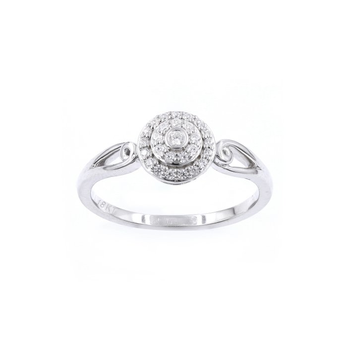 Preview of the first image of 18 kt. White gold - Ring - 0.15 ct Diamond.
