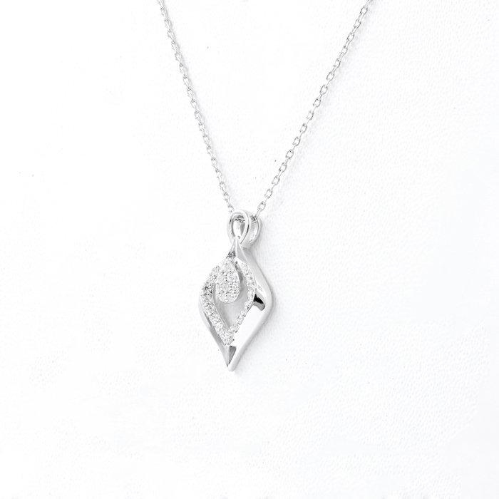 Image 2 of 18 kt. White gold - Necklace with pendant - 0.15 ct Diamond