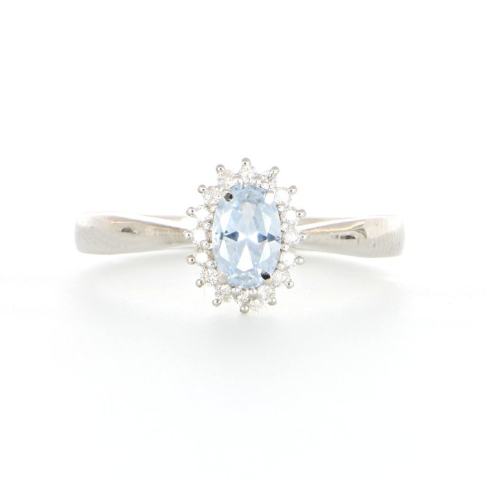 Preview of the first image of '' No Reserve Price '' - 18 kt. White gold - Ring - 0.70 ct Topaz - Diamonds.
