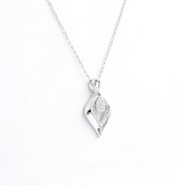 Image 3 of 18 kt. White gold - Necklace with pendant - 0.15 ct Diamond