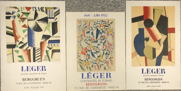 Fernand Leger, afte - Suite of 3 Gallery exhibition posters in Paris-1962