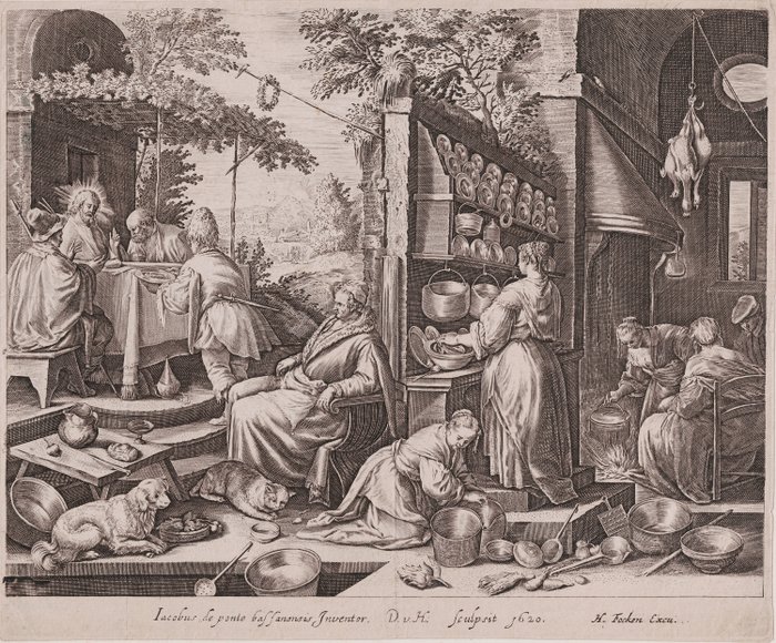 Preview of the first image of Dirk van Hoogstraten (1596-1640) after Bassano - Meal at Emmaüs - The Kitchen Scenes.