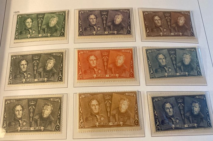 Image 3 of Belgium 1925 - Jubilee series ‘75 years of Belgian stamps’ - OBP/COB 221/33