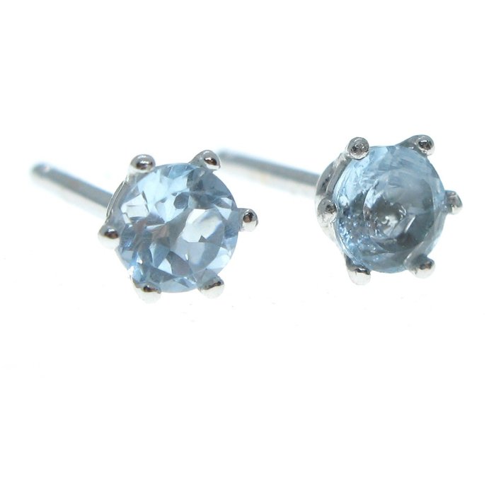 Image 2 of No Reserve Price - 18 kt. White gold - Earrings - 0.70 ct - Swiss Blue Topazs