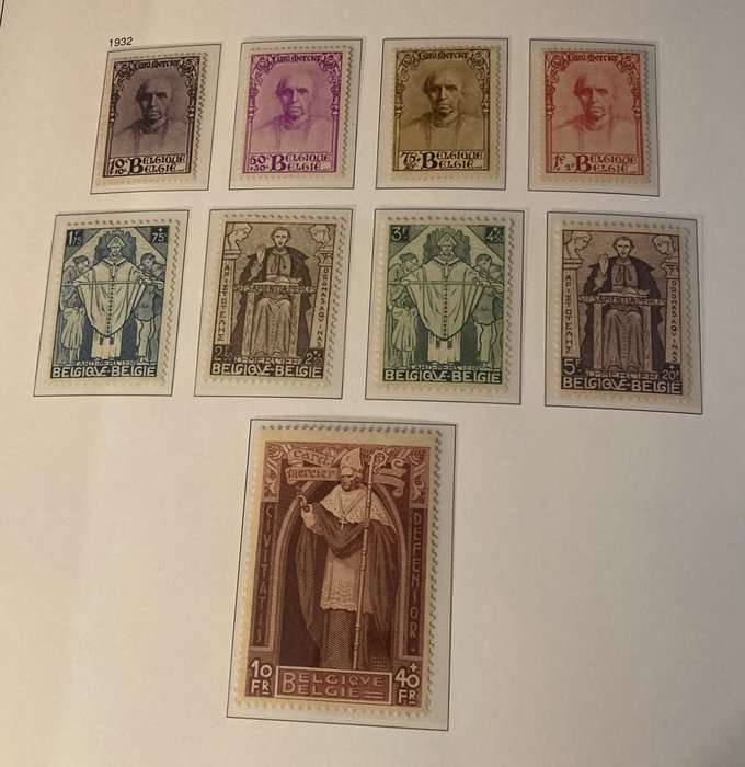 Preview of the first image of Belgium 1932 - Cardinal Mercier: complete series MNH - OBP/COB 342/50.