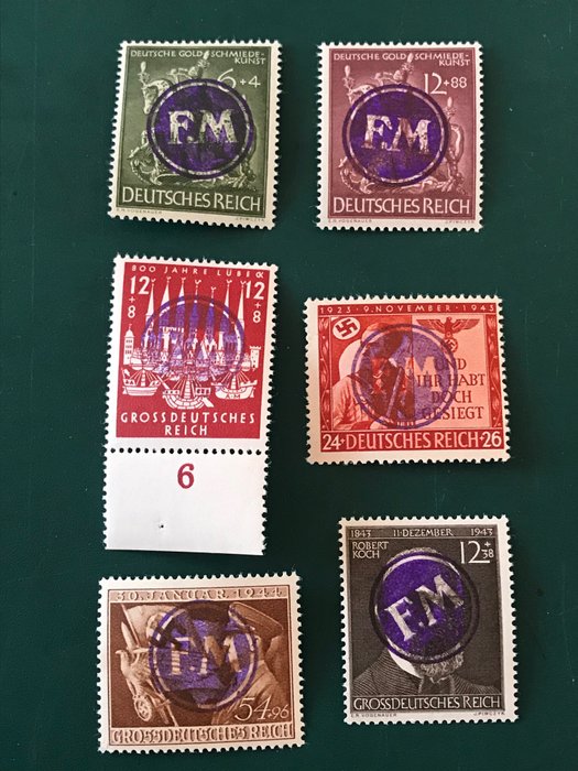 Preview of the first image of Germany - Local postal areas 1945 - Fredesdorf: 5 consecutive emissions with FM overprint - Michel.