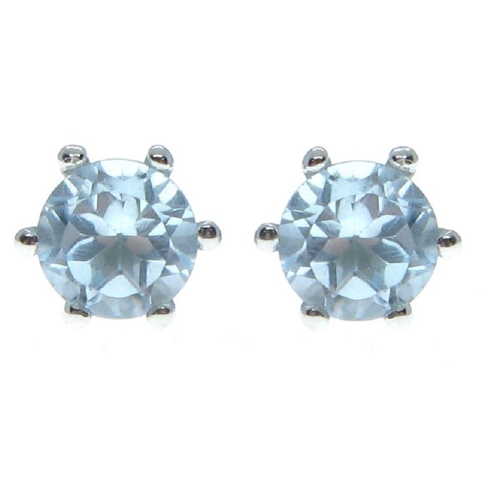 Preview of the first image of No Reserve Price - 18 kt. White gold - Earrings - 0.70 ct - Swiss Blue Topazs.