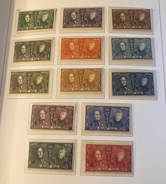 比利時 1925 - 「週年紀念系列」比利時郵票75週年 - OBP/COB 221/33