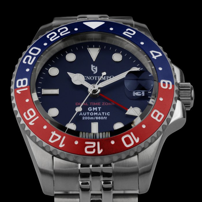 Preview of the first image of Tecnotempo - - Automatic GMT "Dual Time Zone" 20ATM WR - Limited Edition - - TT.200GMT.BRJ (Blue /.