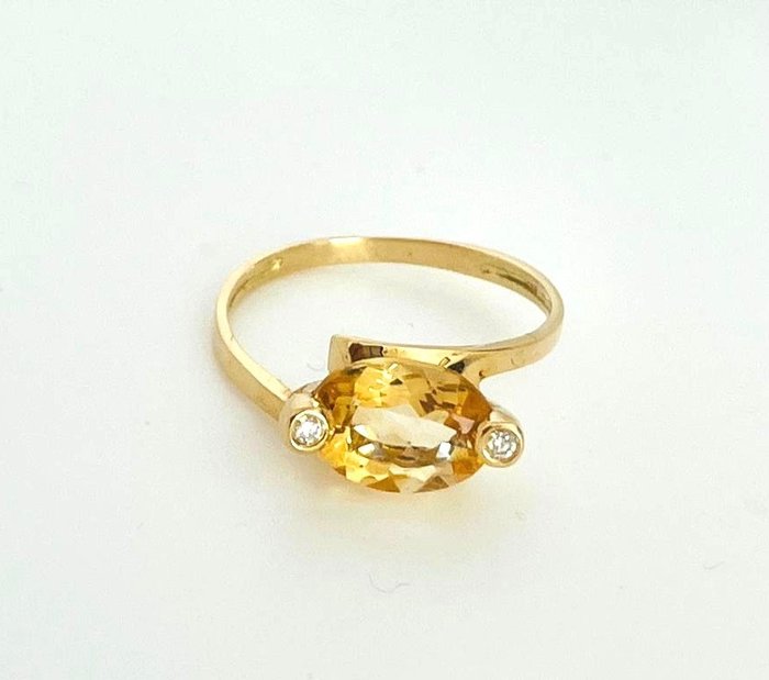 Image 3 of 14 kt. Yellow gold - Ring - 1.71 ct Citrine - Citrine and Diamonds
