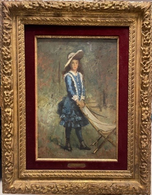 Image 2 of Georges Alfred Bottini (1874-1907) - Jeune fille au chapeau dans le jardin
