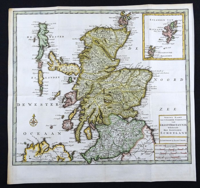 Image 2 of U.K., Scotland, Shetland Islands, Orkney Islands; I. Tirion - Nieuwe Kaart van 't Noorder Gedeelte
