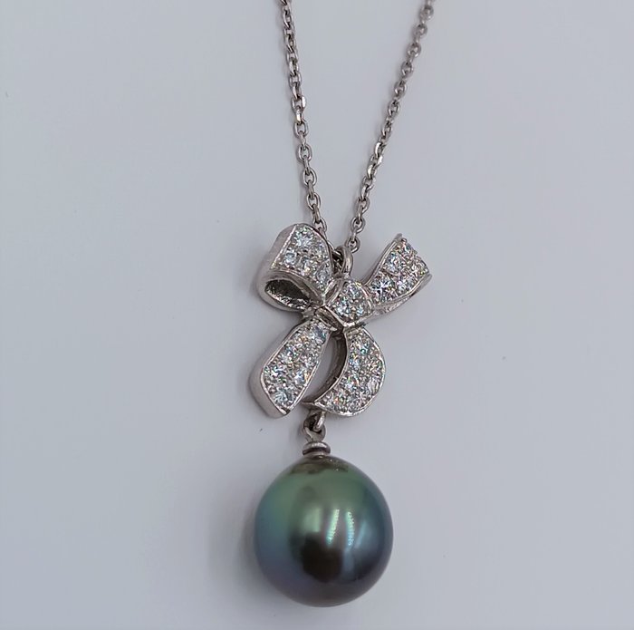 Preview of the first image of Vasari - 18 kt. White gold - Pendant South Sea Pearl - Diamonds.