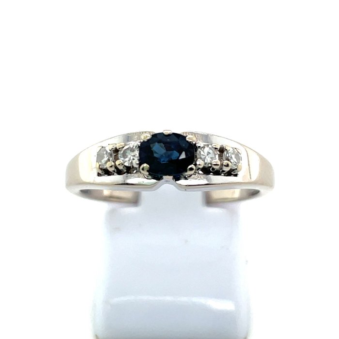 Image 3 of 14 kt. Gold, White gold - Ring - 0.33 ct Sapphire - Diamonds