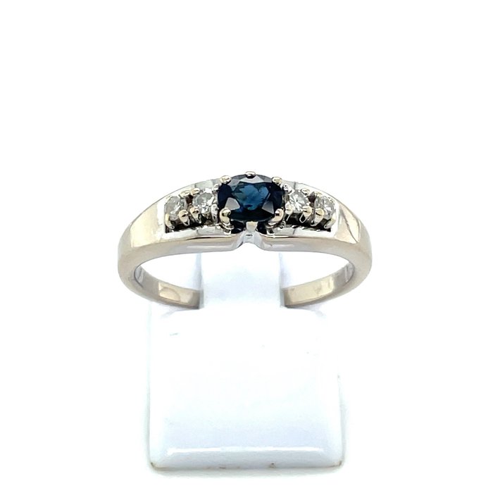 Preview of the first image of 14 kt. Gold, White gold - Ring - 0.33 ct Sapphire - Diamonds.