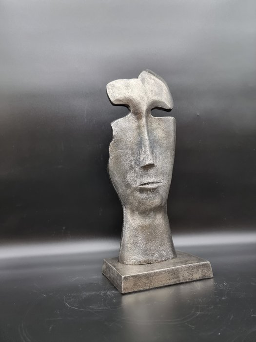 Statue, Metal Abstract Face - Art Ornament - 37.5 cm - Metall