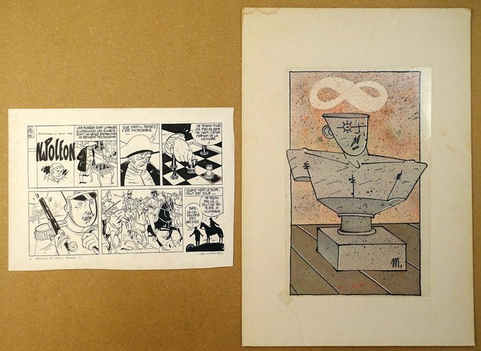 Preview of the first image of Lumer, Marc - Planche originale + dessin original - Le Crépuscule de l'aigle - (1987).