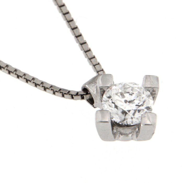 Preview of the first image of 18 kt. White gold - Necklace with pendant - 0.20 ct Diamond.