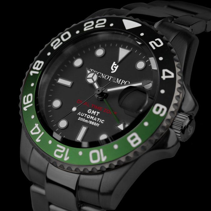 Image 2 of Tecnotempo - Automatic GMT "Dual Time Zone" 20ATM WR - Limited Edition - - TT.200GMT.NNVO (Black /