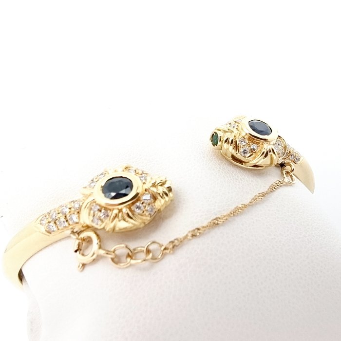 Preview of the first image of 18 kt. Yellow gold - Bracelet - 0.66 ct Diamonds - Sapphires.