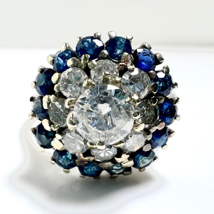 Image 2 of 18 kt. White gold - Ring - 0.70 ct - + 0.70 cents. sapphires