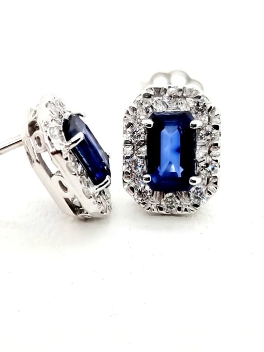 Image 3 of 18 kt. White gold - Ring - 0.98 ct Sapphire - Diamonds