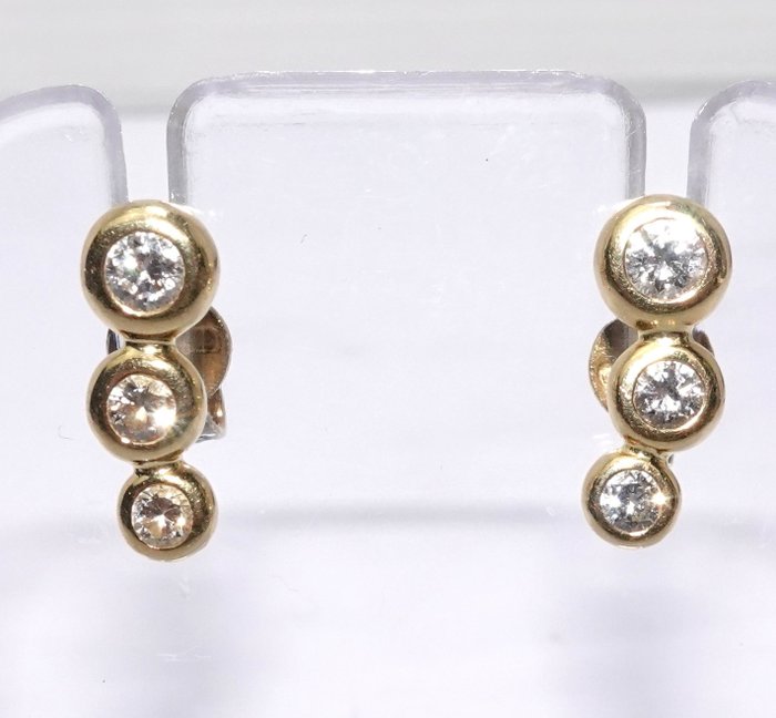 Image 3 of 18 kt. Yellow gold - Earrings - 0.30 ct