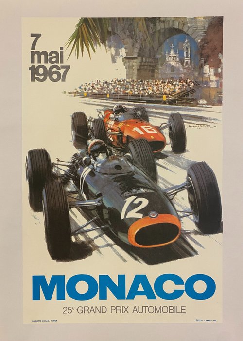 Michael Turner - MONACO 1967 - 25° Gran Prix Automobile (linen backed on canvas) - Années 1980