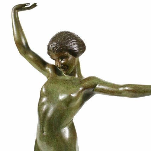 Preview of the first image of Maurice Guiraud Rivière - Etling, Paris - Art Deco bronze sculpture - Dancer / 'Balance'.