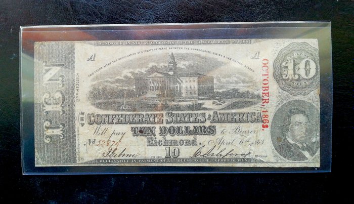 美國 - Confederate States - 10 Dollars 1863