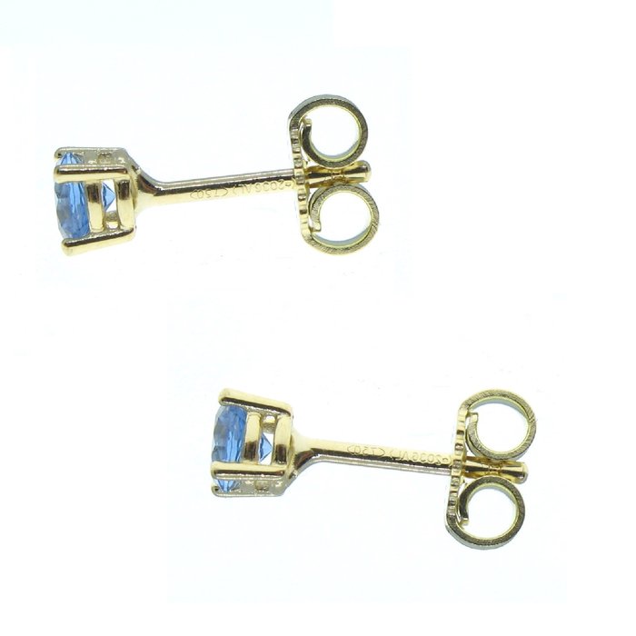 Image 3 of No Reserve Price - 18 kt. Yellow gold - Earrings - 0.58 ct - Blue London Topazs